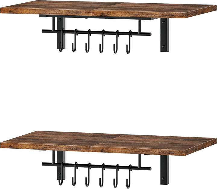 Küche Wandregale für Töpfe und Pfannen, 2er-Set, Küchenhalter Wandmontage, Pfannenhalter mit 12 Hake