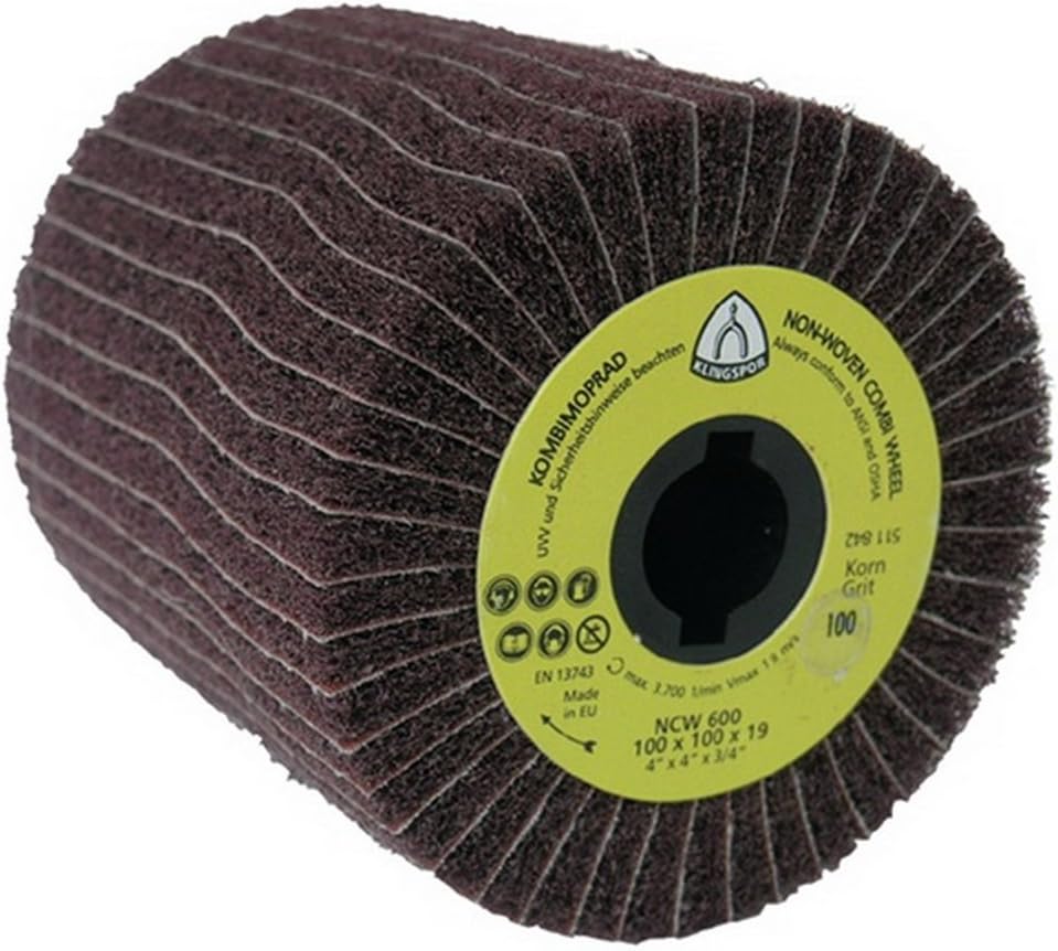 Klingspor 258907 - NCW 600 S Vlies-Satinierwalze, rotbraun, 100x100x19, Verpackungseinheit 1 - Korn
