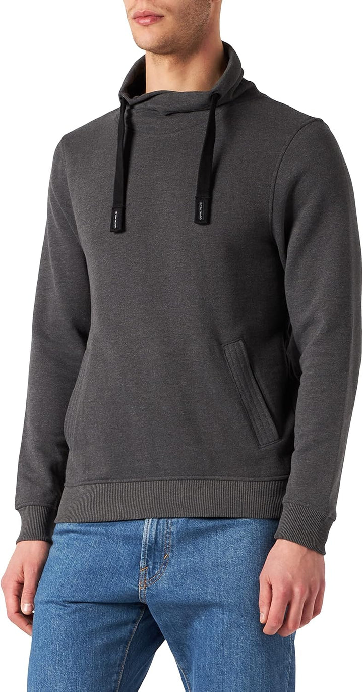 TOM TAILOR Herren Sweatshirt mit Stehkragen S 15704 - Anthracite Melange, S 15704 - Anthracite Melan