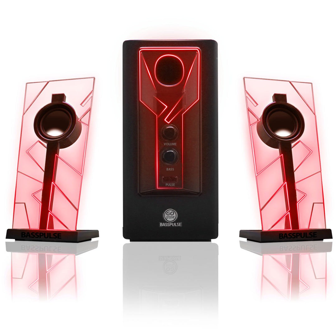 GOgroove 2.1 Soundsystem Computer Lautsprecher PC mit LED Effekt Desktop PC Lautsprecher 2.1 Anlage