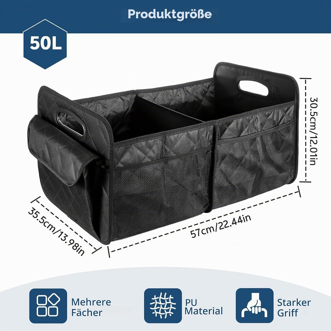 Kofferraum Organizer – 50L Faltbarer Autos Kofferraumtasche mit 7 Taschen, 840D Oxford-Stoff- und Ba