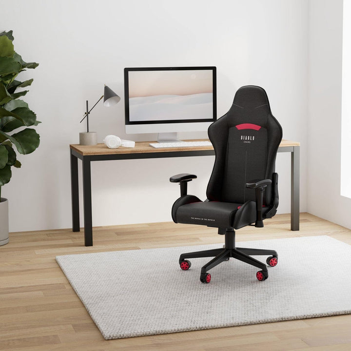 Diablo Gamer Stuhl Stoff | Gaming Stuhl Ergonomisch mit Stoffbezug, Verstellbare Armlehnen, Kippmech