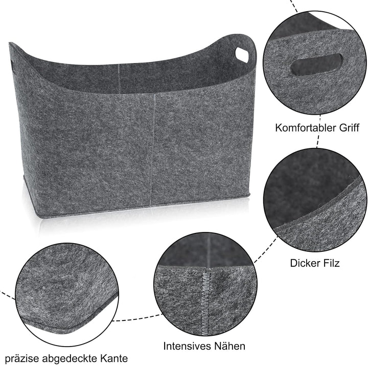 Aufun Filztaschen 4x Tasche aus Filz, Kaminholzkorb Filztasche Shopper Faltbar, Kaminholztasche, Hol