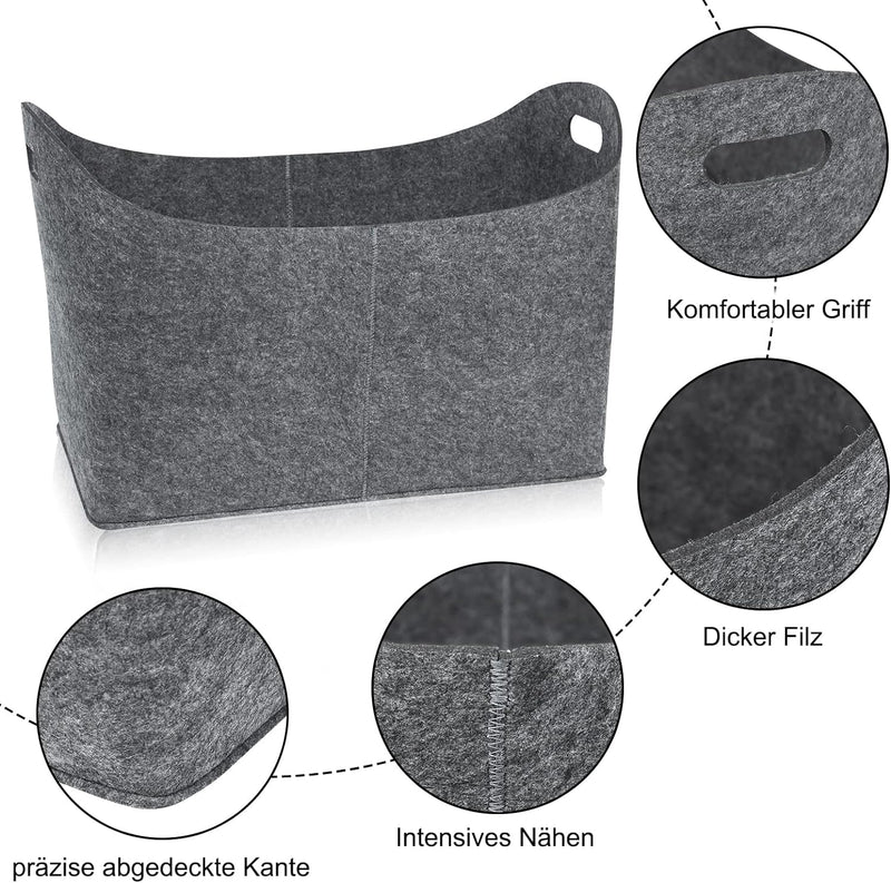 Aufun Filztaschen 2x Tasche aus Filz, Kaminholzkorb Filztasche Shopper Faltbar, Kaminholztasche, Hol