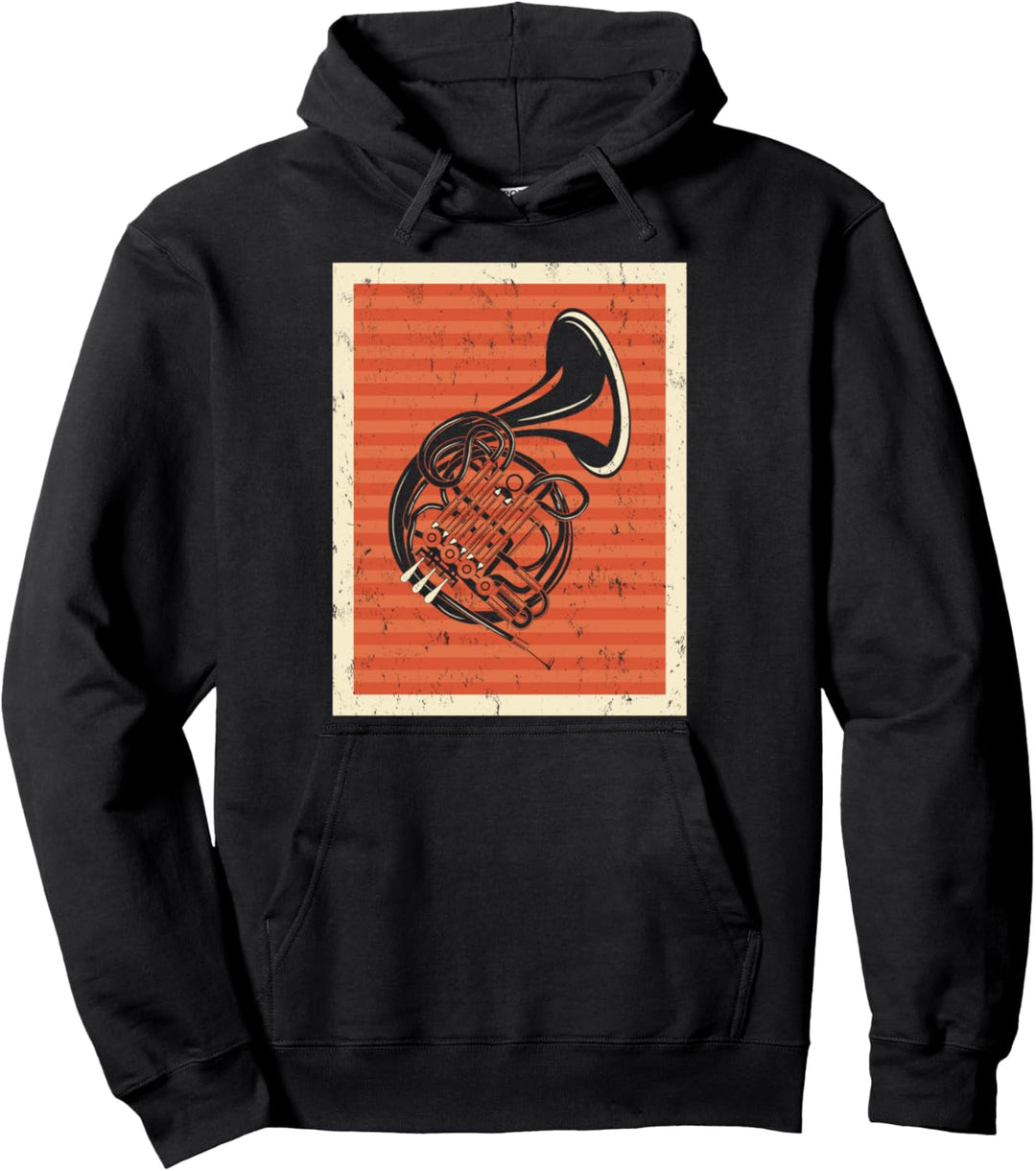 Vintage Retro French Horn Music Lover Hornist Pullover Hoodie
