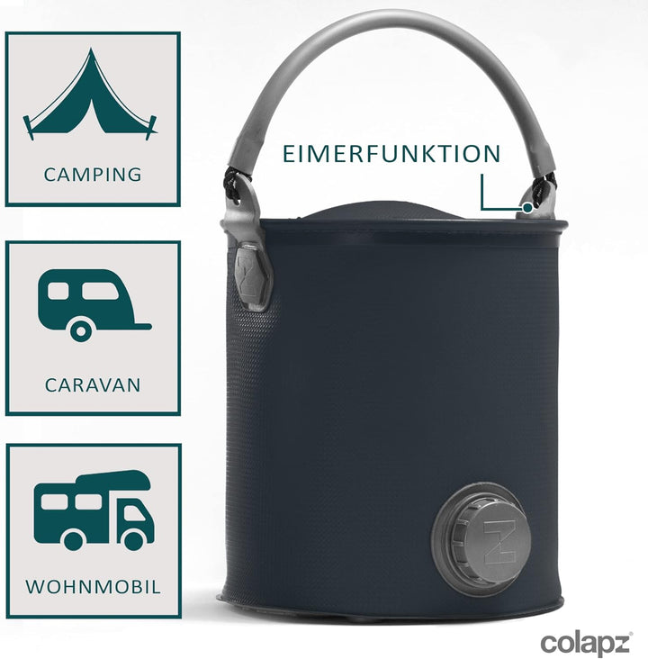 Colapz Faltbare Giesskanne &amp; Eimer für Frischwasser - Camping Ausrüstung für Zelten &amp; Festival - pra