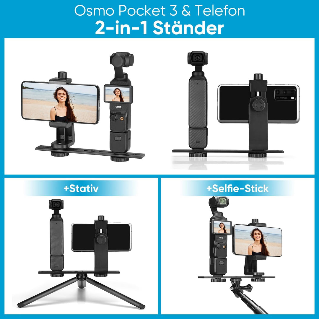 Zubehör Set Kit Bundle für DJI OSMO Pocket 3/Pocket 4, oGoDeal Ständer, Hartschalenkoffer, Selfie St