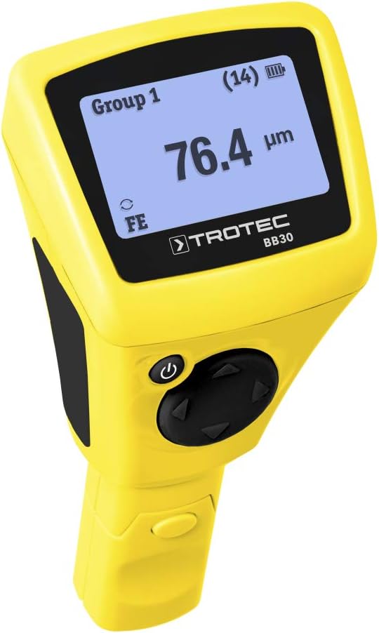 TROTEC Lackmessgerät BB30 – Lackschichten Messgerät für Auto – Messbereich 0 µm bis 2.000 µm, Speich