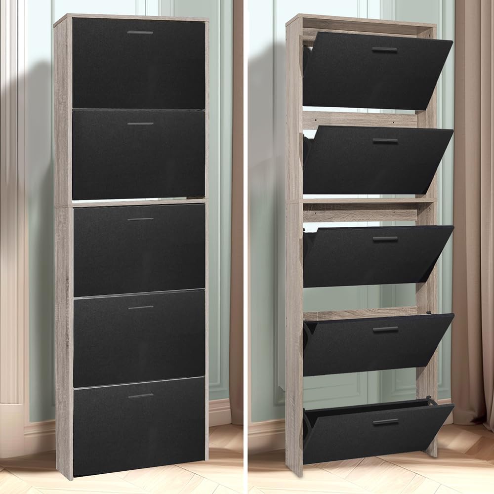 CASABEL Schuhschrank für 15 Paar – grosse Kapazität für den Eingangsbereich – L 60 x B 17 x H 180 cm