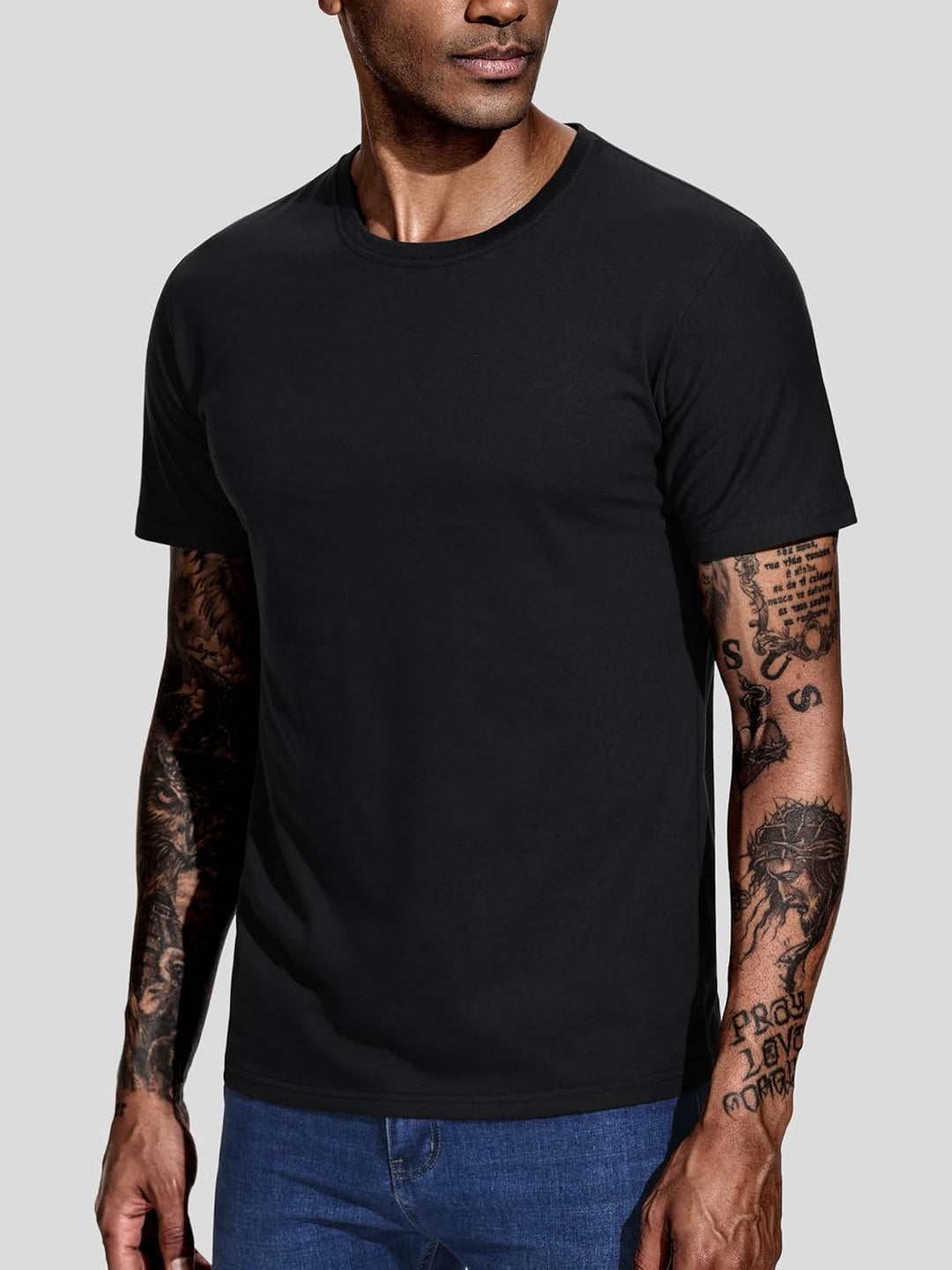 Teesmen T-Shirt Für Herren Kurzarm Rundhals Einfarbige Sport Basic Männer 5er Polyester Oder Baumwol