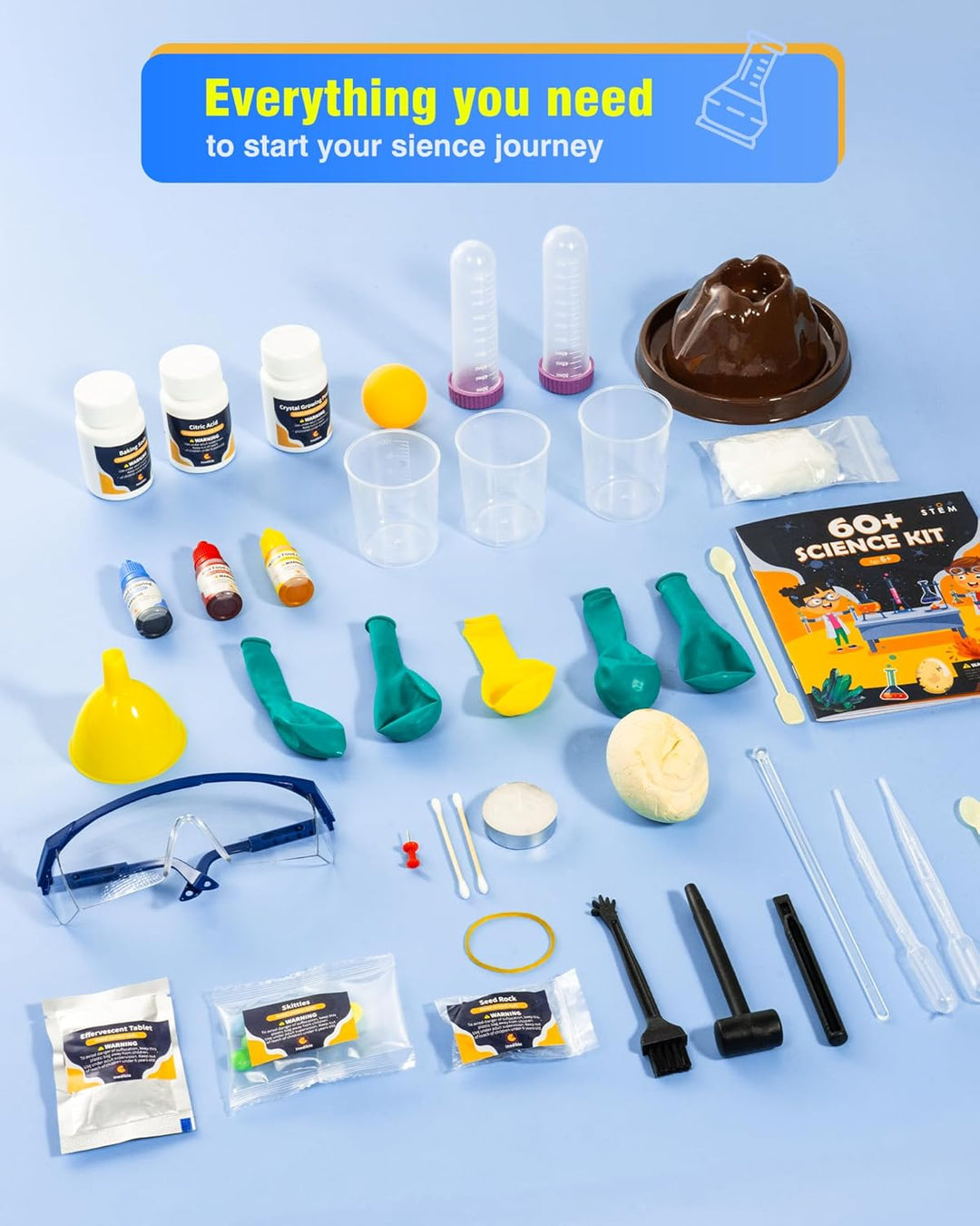 60+ Science Experiment Kit für Kinder ab 5+, STEM Lernen & pädagogisches Spielzeug, erste Wissenscha