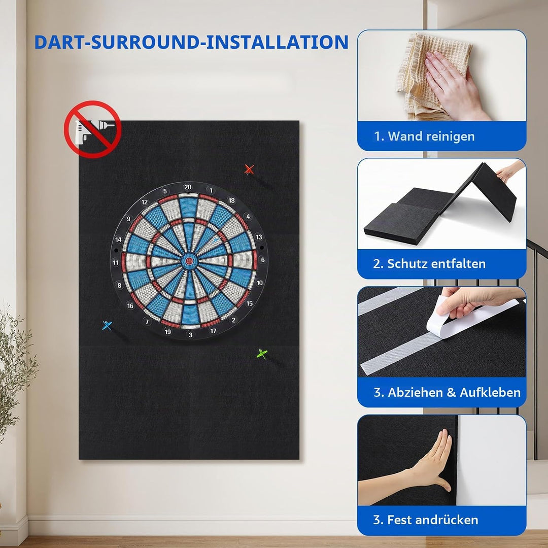 Filz Dartboard Wandschutz, Schallschutz Dartscheibe, Selbstklebender Dart Surround 60x90x1.2cm, Dart