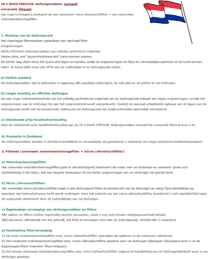 SAUG-FREUnDE | 20 Staubsaugerbeutel für BOSCH Serie 8, BGB75A342 BGB75X494 BGL75AC342 BGB8PET1 BGB8S