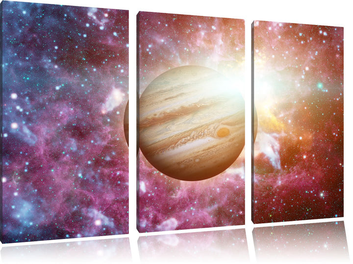 Pixxprint Planet Jupiter im Universum als Leinwandbild/Grösse: 3Teilig / Wandbild/Kunstdruck/fertig