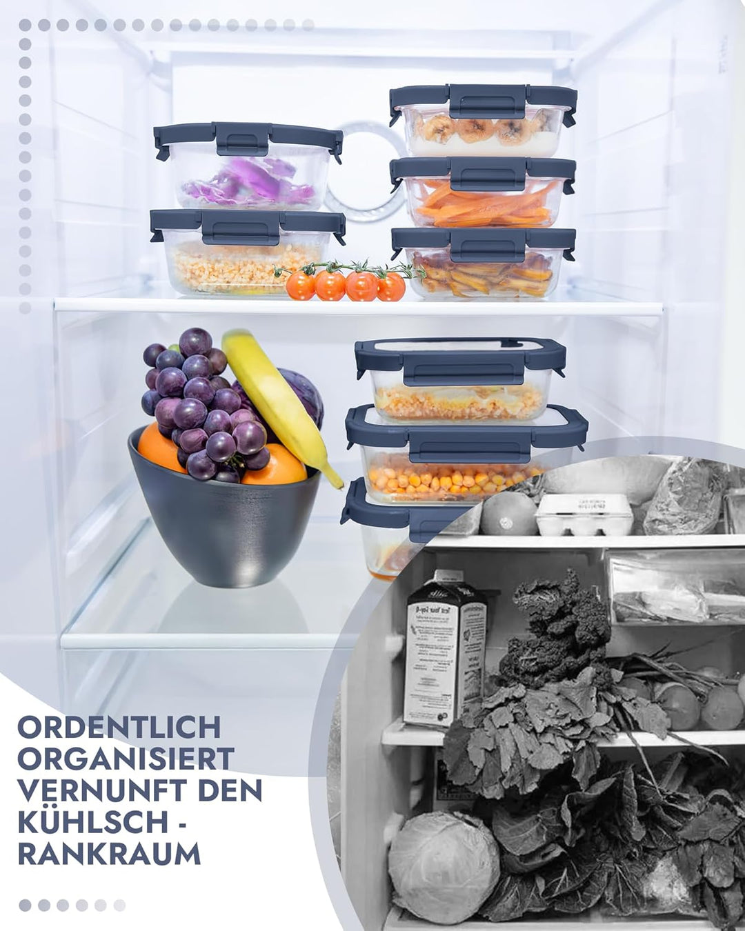 Glasbehälter mit Deckel, 10Stück – Luftdichte Frischhaltedosen für Meal Prep, Vorratsdosen für Küche