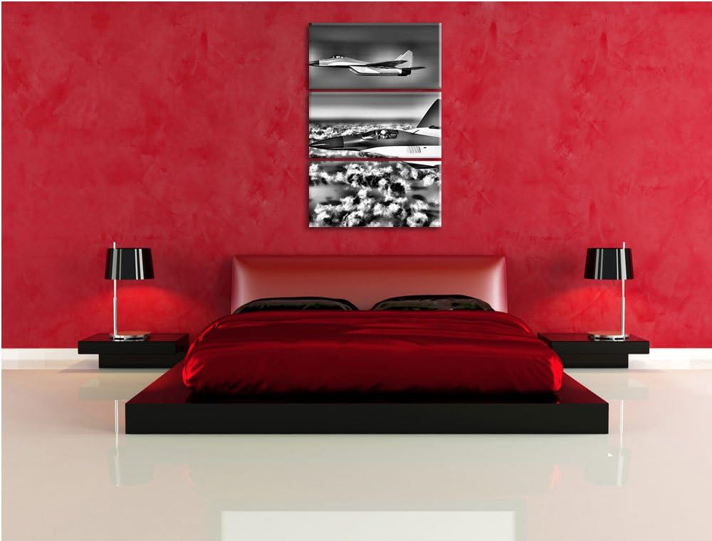 Pixxprint Kampfjets 3Teiler 120x80 cm Leinwandbild Wandbild Kunstdruck