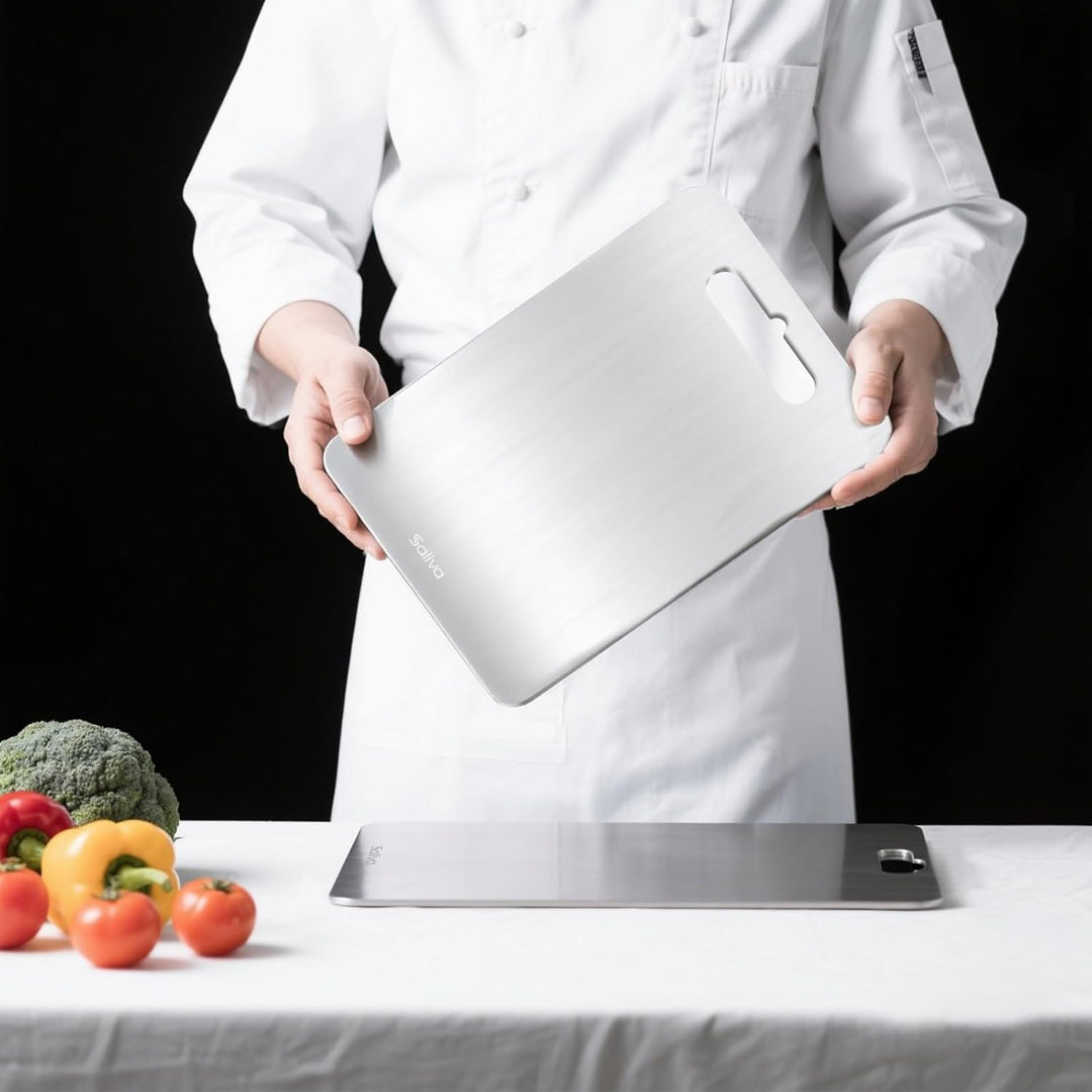 Titan Schneidebrett, Edelstahl Titanium Cutting Board, BPA-freies Doppelseitiges Lebensmittel Grade