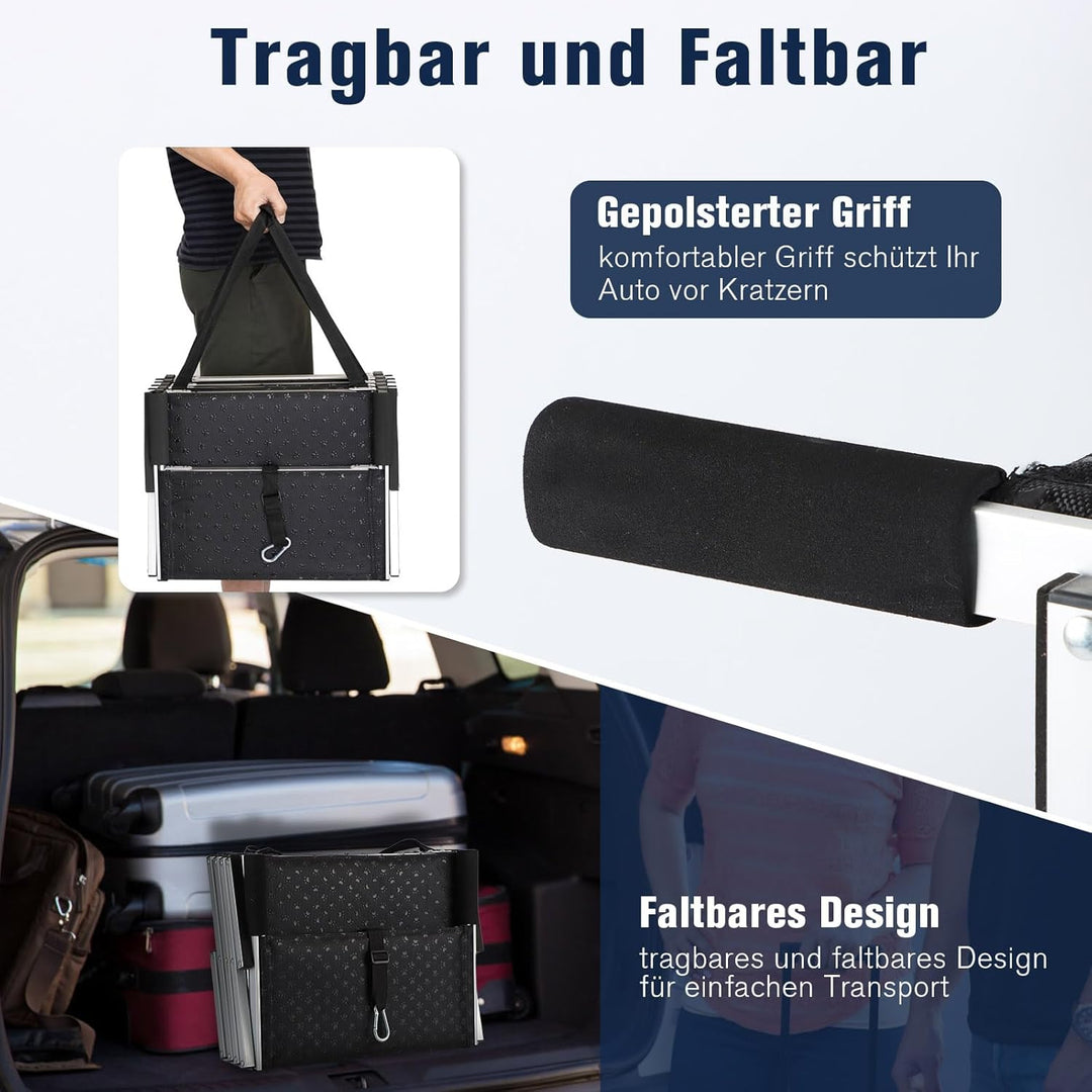Extra Breit Hunderampe Auto Klappbar,Hundetreppe für Grosse Hunde Bis Zu 125kg, Leichtgewicht Alumin
