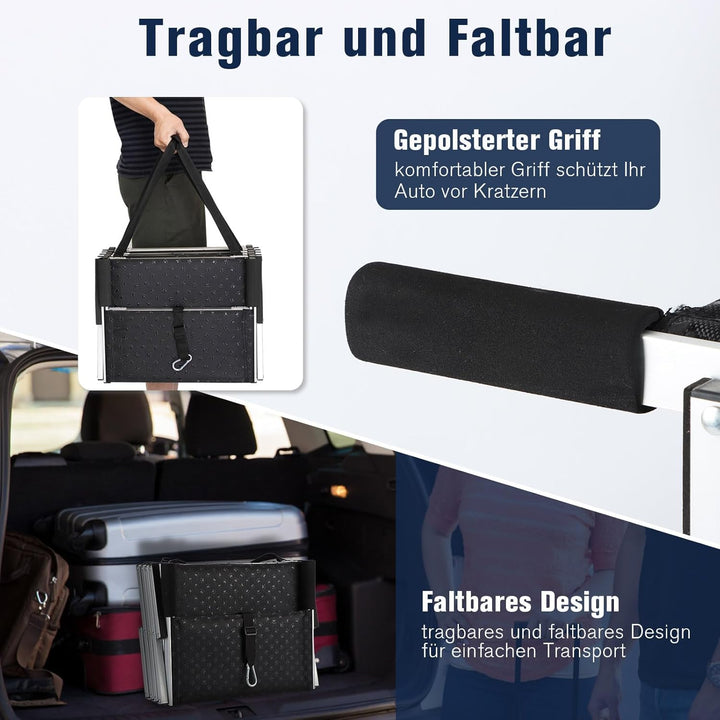 Extra Breit Hunderampe Auto Klappbar,Hundetreppe für Grosse Hunde Bis Zu 125kg, Leichtgewicht Alumin