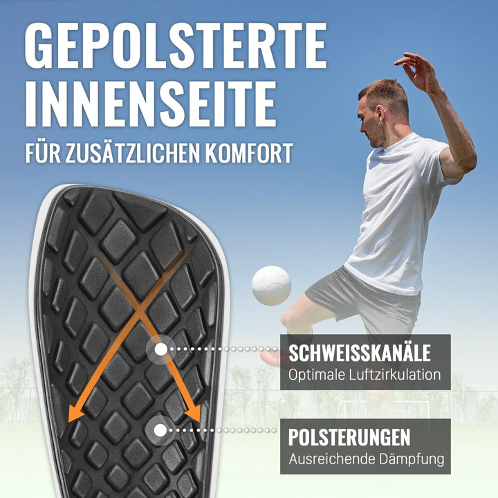 Northdeer Kinder Herren Schienbeinschoner inkl. Stutzen mit Optimierter Einstecktasche - Schienbeins