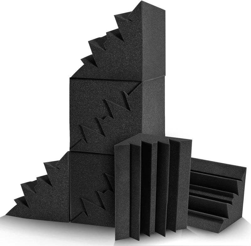 JAMELO 8erPack Bassfallen AkustikschaumEcken, 20,3 x 20,3 x 30,5 cm, schwarze Bassfallen EckstudioSc