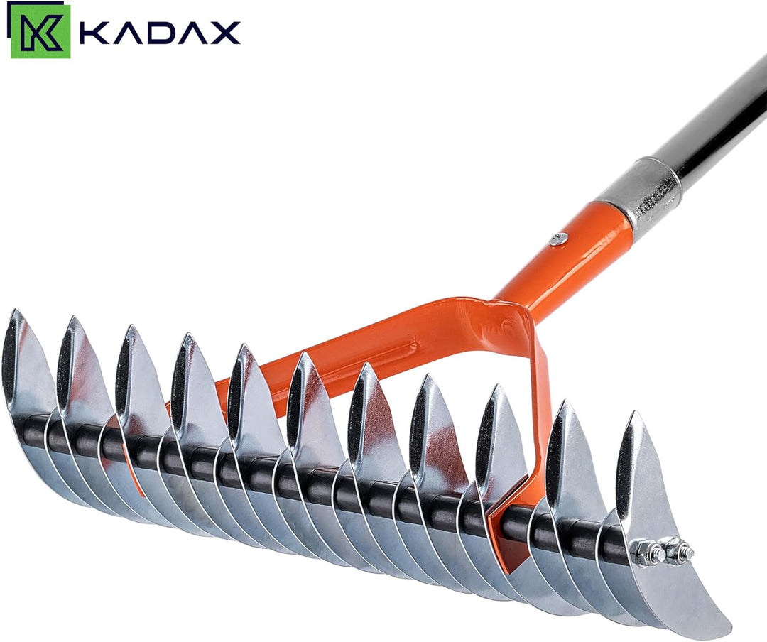 KADAX Handvertikutierer 35 x 137 cm, manueller Rasenlüfter mit langem Aluminiumstiel, Vertikutierrec