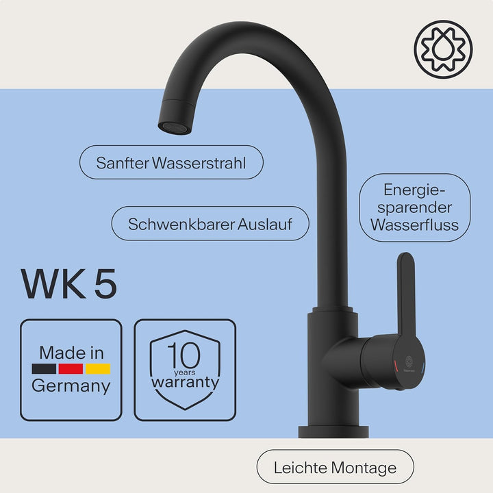 Wasserwerk Küchenarmatur WK5 | Wasserhahn Küche | Armatur Spültisch | Mischbatterie für die Küche |