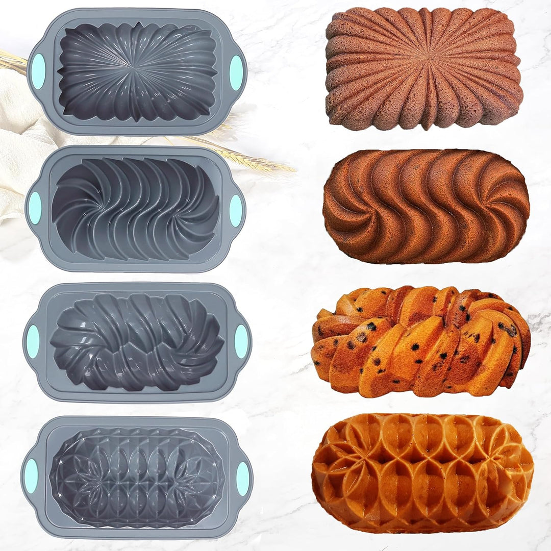Tongjude 4 Stück Silikon-Hackbratenform zum Backen von Brot, Antihaft-Backofen-Brotform, perfekt für