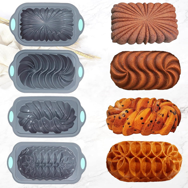 Tongjude 4 Stück Silikon-Hackbratenform zum Backen von Brot, Antihaft-Backofen-Brotform, perfekt für