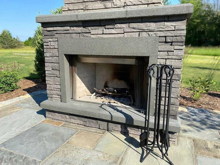 Pilgrim Home and Hearth 18002 Forged Iron Set Fireplace Tools by, 33" Tall, Matte Black