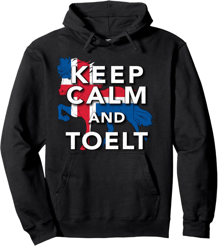 Islandpferde Keep Calm and Tölt Mädchen Damen Islandflagge Pullover Hoodie