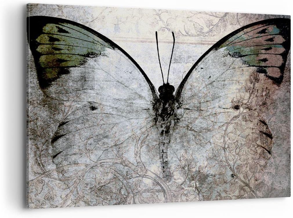 Bilder auf Leinwand 100x70cm Leinwandbild Schmetterling Abstraktion Gross Wanddeko Bild Schlafzimmer