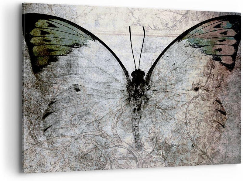 Bilder auf Leinwand 100x70cm Leinwandbild Schmetterling Abstraktion Gross Wanddeko Bild Schlafzimmer