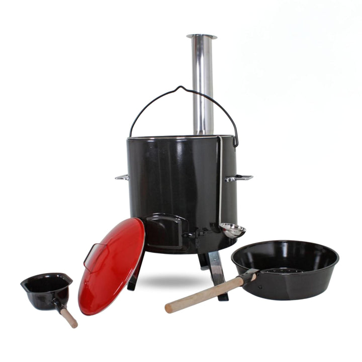 Schauer Gulaschkessel Gulaschkanone mit Topf 14 Liter | Eintopfofen mit Grillfunktion emailliert mit