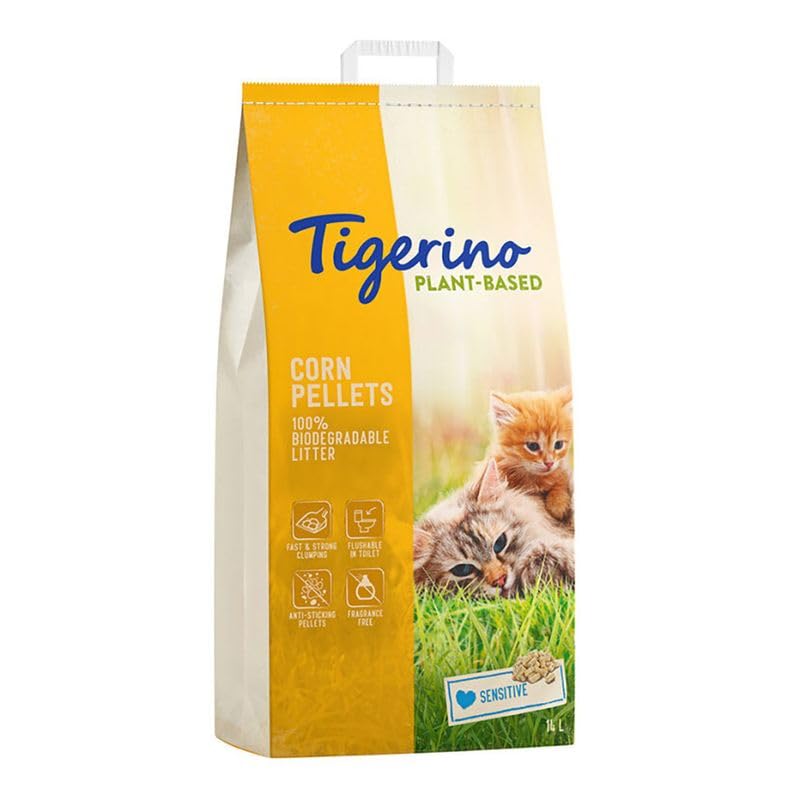 Tigerino Plant-Based Mais Katzenstreu - Sensitive, parfümfrei | 14L