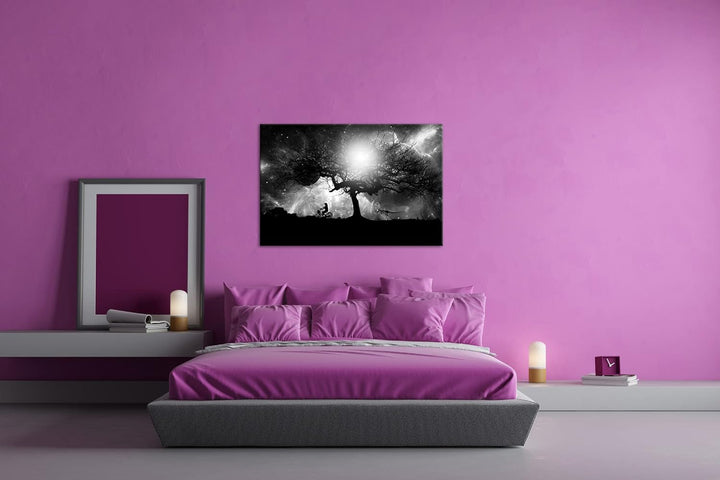 deyoli Fantasie Landschaft einsamer Baum Format: 80x60 Effekt: Schwarz&Weiss als Leinwandbild, Motiv