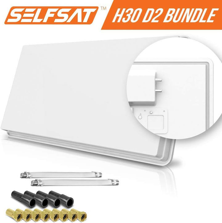 Selfsat H30D2+ 2 Teilnehmer SAT Flachantenne Flat mit Fensterdurchführung Full HD weiss