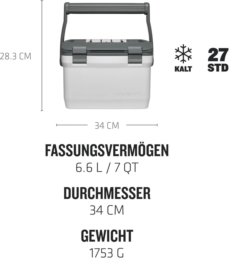 Stanley Adventure Outdoor Cooler 6,6 Liter / 7QT Polar Weiss - Camping Kühlbox Klein - BPA-frei - De