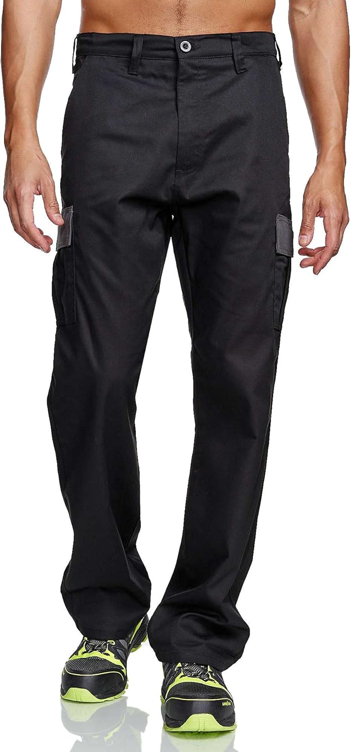 Lee Cooper Herren Cargo Trouser Hose 40W/31L (Regular) Black / Grey, 40W/31L (Regular) Black / Grey