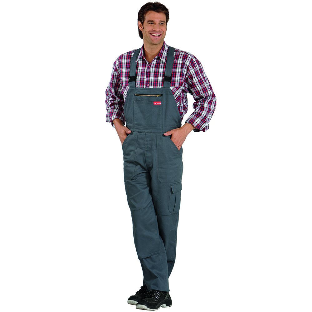 Planam Grösse 56 Herren BW 290 Cargo-Latzhose grau Modell 0177 Grau 56, Grau 56