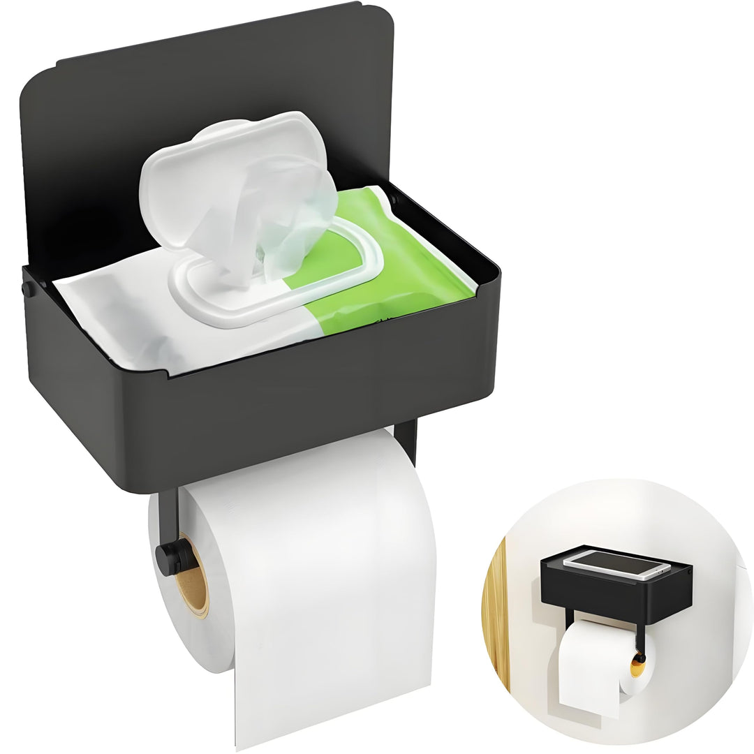 Toilettenpapierhalter mit Feuchttücherbox, Gypie Toilettenpapierhalter Ohne Bohren, Klopapierhalter