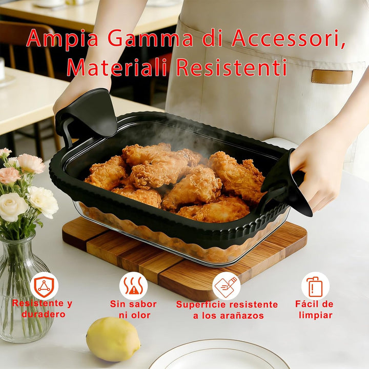 2 Stück Auflaufform Airfryer Zubehör für Ninja AF400EU/AF500EU/DZ400EU, Glas Airfryer Zubehör mit Si