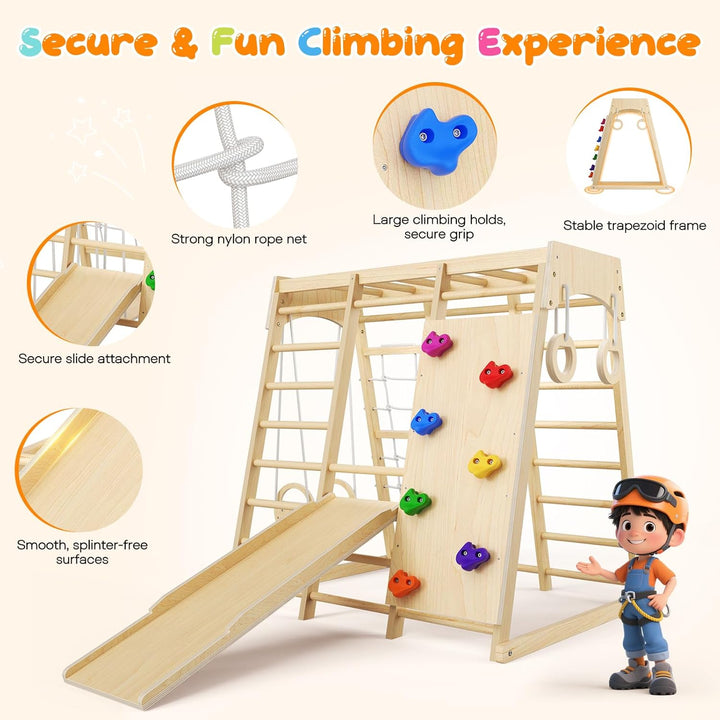 Klettergerüst für Kleinkinder, Kletterleiter aus Holz für Kinder mit gemütlichem Kissen, Indoor-Mont