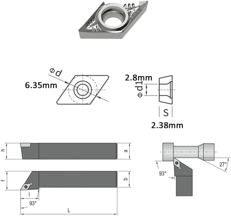 CDBP DCGT 070204 DCGT21,51 Wendeschneidplatten Aluminium zum Drehen von Schneidwerkzeugen, 10 Stück