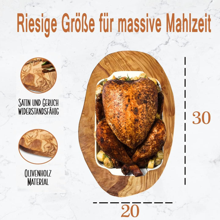 Brett aus Olivenholz, Olivenholzbrett Schneidebrett, Holzbrett, Frühstücksbrett, Steakbrett (35 x 17