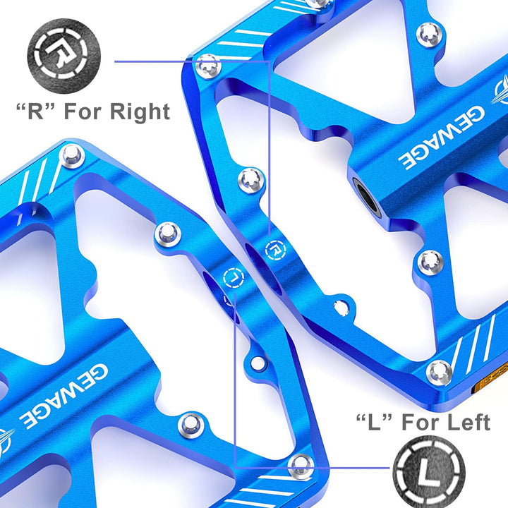 GEWAGE Fahrradpedale mit reflektierenden Streifen, 3 abgedichtete Lager, rutschfeste CNC-Aluminium-F