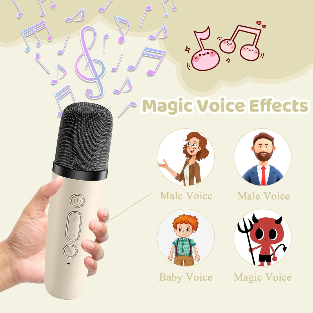 Karaoke Set für Kinder mit 2 kabellosen Mikrofonen – Bluetooth Lautsprecher mit LED Discolichtern &