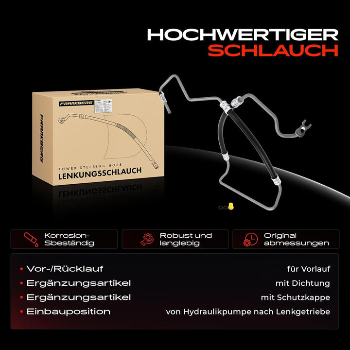 Frankberg 1x Servolenkung Schlauch Von Pumpe Kompatibel mit 206 2A/C 1.9L 2.0L Diesel 1998-2008 206
