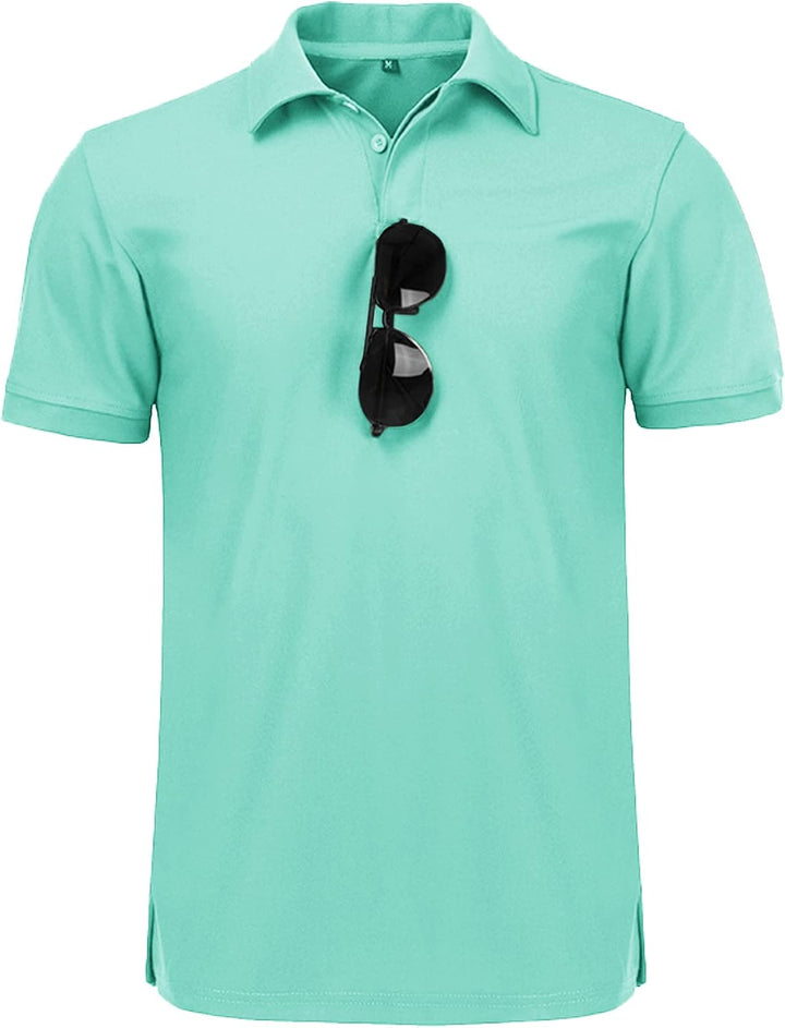 geeksport Poloshirt Herren Kurzarm Freizeit Sport Polo Golf Tshirts Männer Polohemd Türkisblau M, Tü