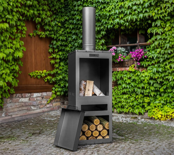 CookKing Terrassenofen Rosa | Stahl Schwarz 40x40x150 cm | Gartenofen & Outdoor Ofen